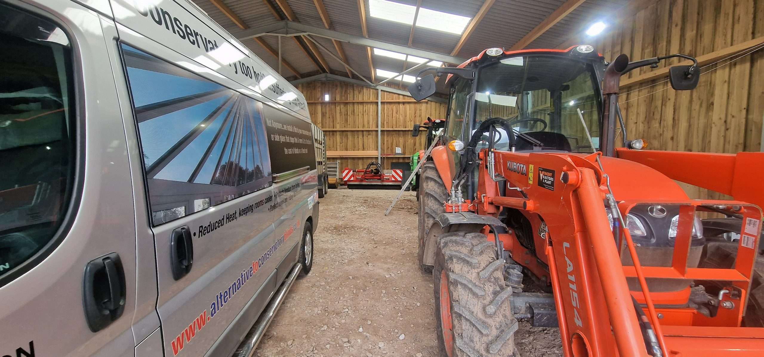 Kubota tractor with safety security window film by Smashgard