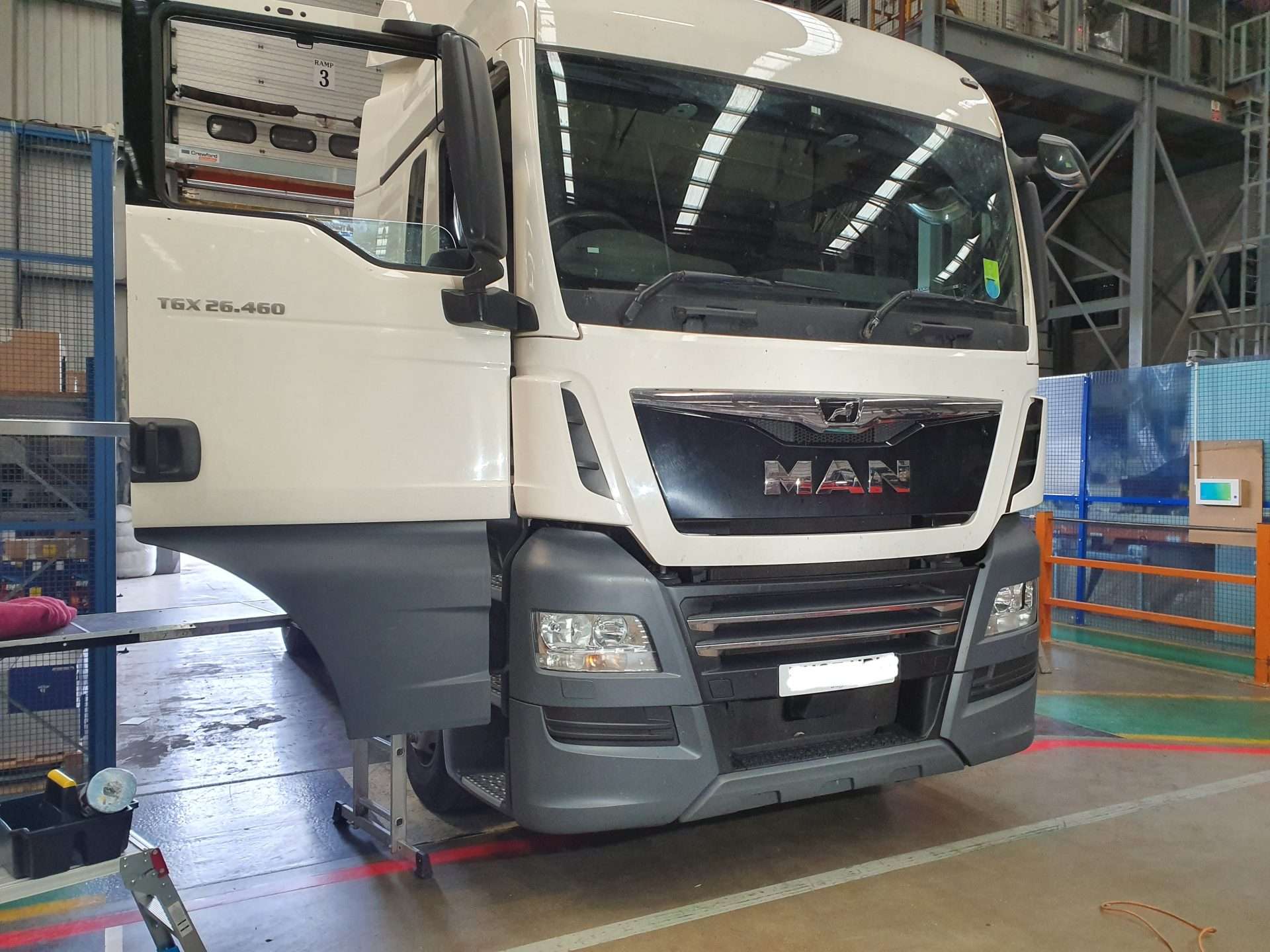 truck in workshop